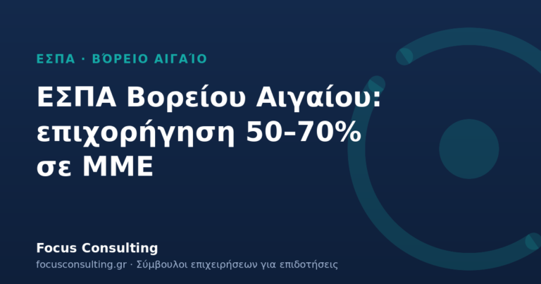 ΕΣΠΑ Βορείου Αιγαίου: 50–70% επιχορήγηση σε ΜΜΕ Χίου, Μυτιλήνης, μικρών νησιών
